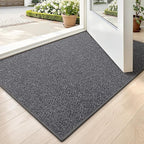 LUMI Ultra Thin Indoor Door Mat for Entrance 17"x30", Non Slip Entryway Mat, Low Profile Doormat, Unique Herringbone Design Carpet for Inside, Patio, Porch, Dark Gray