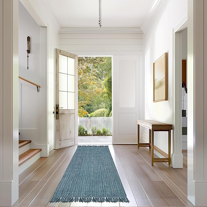 Nuloom Daniela Blue, 6' x 9', Handmade, Jute, Tassel, Soft and Textured, High Traffic, Stain Resistant, Easy Clean, Durable Area Rug for Bedroom, Living Room, Dining Space, Foyer, Entryway
