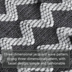 NTBAY Acrylic Knitted Throw Blanket, Lightweight and Soft Cozy Decorative Woven Blanket with Tassels for Travel, Couch, Bed, Sofa, 51x67 Inches, Grey Wave