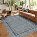 GarveeHome Scalloped Area Rug 4x6 Washable Rug Modern Floor Cover Soft Low Pile Entryway Rug Indoor Distressed Foldable Non Slip Stain Resistant Carpet for Bedroom Living Room Bathroom, 4 ft x6 ft