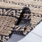 SAFAVIEH Natural Fiber Collection Area Rug - 6' x 9', Black & Natural, Handmade Flat Weave Stripe Jute & Cotton Jute, Ideal for High Traffic Areas in Living Room, Bedroom (NFB655Z)