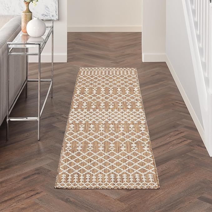 Nourison Home Positano Jute 2' x 6' Area Rug - Easy Clean, Non Shedding, Bed Room, Living Room, Dining Room, Kitchen (6' Runner)