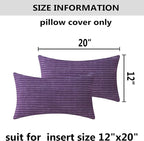 Home Brilliant Purple Throw Pillow Covers 12x20 Set of 2 Striped Velvet Corduroy Oblong Pillow Accent Lumbar Pillow Cover for Car Office Living Room, 12 x 20 inch, Eggplant