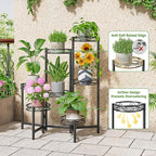 Metal Plant Stand, 7 Tier Tall Wrought Iron Plant Shelf Holder for Indoor, Outdoor Folding Tall Display Rack Flower Pot Stand for Corner Office Balcony Patio - BlackCircle