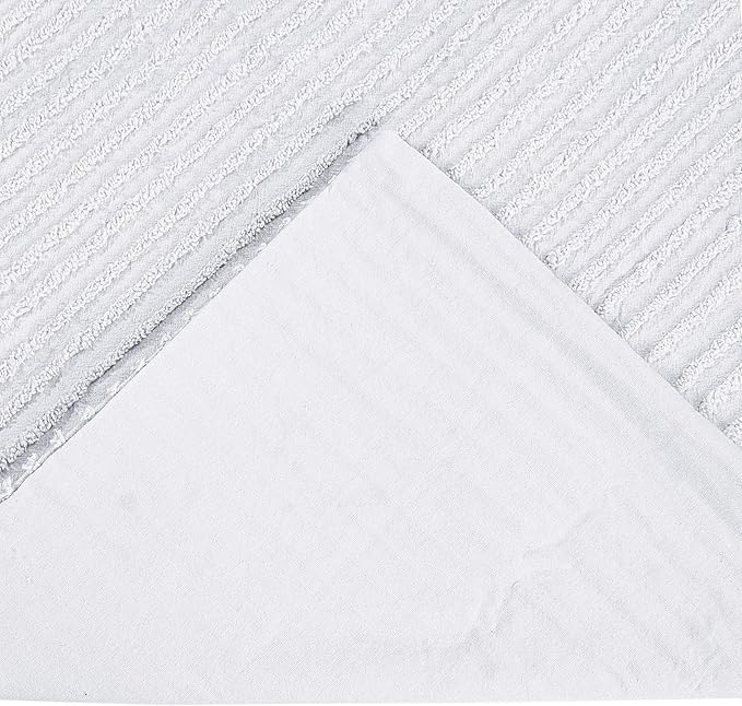 Better Trends Jullian Collection is Super Soft and Light Weight in Bold Stripes Design 100% Cotton Tufted Unique Luxurious Machine Washable Tumble Dry, Euro Sham, White