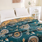 Boho Throw Blanket for Bed 100% Cotton Ultra Soft Rustic Quilt Spring Blanket- Farmhouse Decor Bed Fall Blanket,All Season Rustic Throw for Sofa Couch Chair (Boho-Floral-O, 80"×90")