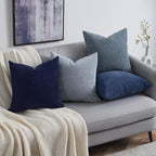 Topfinel 4 Packs Blue Decorative Throw Pillow Covers 16x16 Inch for Living Room Couch Bed Sofa, Boho Western Farmhouse Home Decor, Square Soft Moss Corduroy Fall Cushion Case 40x40 cm