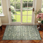 Lofus Area Rug for Living Room, 2x3 Washable Rug for Entryway Bathroom, Green Non Slip Kitchen Mats for Floor, Soft Door Mat Indoor Entrance, Farmhouse Carpet for Entry Living Room Bedroom