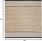 SAFAVIEH Natural Fiber Collection Area Rug - 10' Square, Natural & Black, Handmade Farmhouse Boho Coastal Rustic Jute, Ideal for High Traffic Areas in Living Room, Bedroom (NF874B)