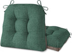 AddGrace Chair Cushions for Dining Chairs Set of 2 Kitchen Seat Cushions with Ties and Non Slip Backing Tufted Indoor Seat Pad for Kitchen Dining Room 18" x 17" x 3" Dark Green