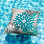 DFXSZ Dark Blue Green Outdoor Pillow Covers 18X18 Inch Set of 2 Spring Teal Flower Pillow Case Outdoor Waterproof Decor for Patio Funiture Garden Polyester Pillow Covers 002D18