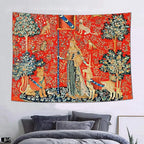 FEASRT European Royal Tapestry Medieval Princess Tapestry, 60x40 Inches Soft Flannelette, Lady and Unicorn for Living Room Bedroom Dorm Decor
