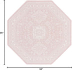 Rugs.com Outdoor Aztec Collection Rug – 8 Ft Octagon Pink Flatweave Rug Perfect for Living Rooms, Kitchens, Entryways