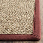 SAFAVIEH Natural Fiber Collection Area Rug - 2'6" x 4', Natural & Red, Seagrass, Basketweave Pattern with Border (NF114D)