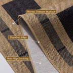 Checkered Jute 5x7 Area Rugs, Washable Outdoor Patio Rug Living Room Bedroom Indoor Carpet, Non Slip Modern Farmhouse Design Neutral Geometric Office Porch Balcony Dining Room Mat, Black and Brown