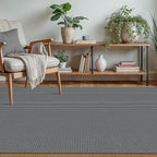 KOZYFLY Rugs for Entryway 3x5 ft Washable Area Rug Non Slip Rubber Backed Entry Rug Woven Indoor Door Mat Cotton Kitchen Rugs Floor Carpet for Entryway, Foyer, Backdoor, Grey/Dark Grey