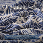 DOWN HOME Chenille Cotton Throw Blanket for Couch, Lightweight Boho Blanket for Bed Sofa Chair Living Room Outdoor Soft Woven Decorative Blanket with Tassel Gift Navy Leaves 50"x70"