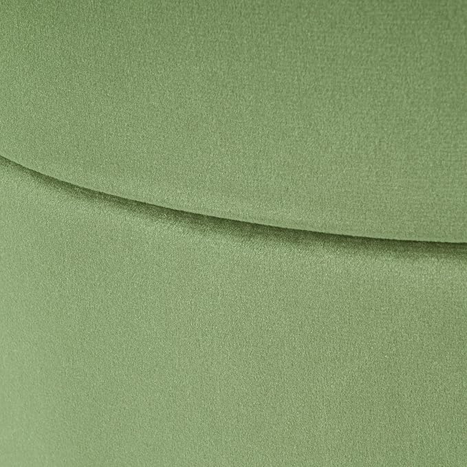 Spatial Order Storage Round Ottoman with Removable Lid (with Hidden Storage) | Spatial Order Home Décor | Upholstered Round Velvet Ottoman – Green Velvet