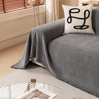 ROOMLIFE Dark Gray Waterproof Sofa Cover, Couch Cover for 3 Cushion Sofa, Non Slip Chenille Sofa Slipcovers for Dog, Washable Furniture Sofa Protector Cover with Tassel for Living Room, 71''X150”