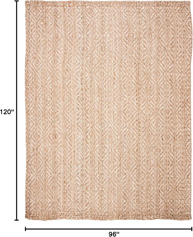SAFAVIEH Area Rug 8x10 - Natural Fiber Collection - Large - Natural & Ivory, Handmade Woven Jute, Boho Farmhouse Style, Ideal for Living Room, Bedroom, Dining Space (NF185A)