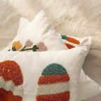 Fluffy Tufted Easter Pillow Cover with Soft Embroidered Bunny, Textured Boho Cotton Canvas Throw Pillow Case for Spring Farmhouse Sofa Couch Decoration, 18x18 inches, 1PCS (Cover Only)