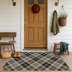 JTJ Vintage Outdoor Entrance Rugs 3x5 - Easy Jute Woven Rug for Indoor Area, Kitchen, Bedroom, Washable Low Pile Black and White Classic Decor