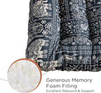 Codi Meditation Floor Pillow, Square Pillows Seating for Adults and Kids, Boho Cushion for Yoga Living Room Tatami Sitting, Memory Foam Added, 22x22 Inch, Indigo Elephant