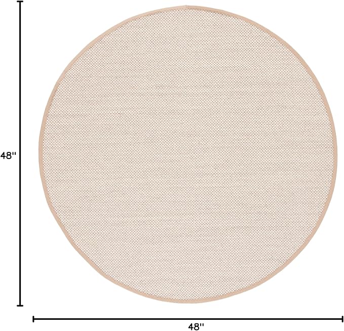 SAFAVIEH Area Rug 4' Round - Natural Fiber Collection - Marble & Linen Color, Sisal, Woven Design with Border (NF143B)