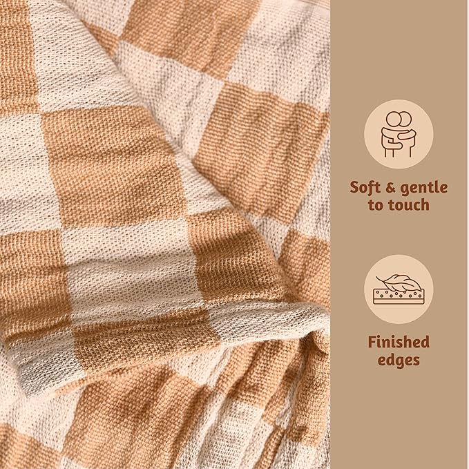 Folkulture Throw Blanket for Couch 50" x 60" |100% Recycled Cotton Couch Chritmas Throw Blanket for Chair, Boho Throws Blankets for Bed,Sofa, Lightweight| Guest Room Must Haves Blanket | Biscuit
