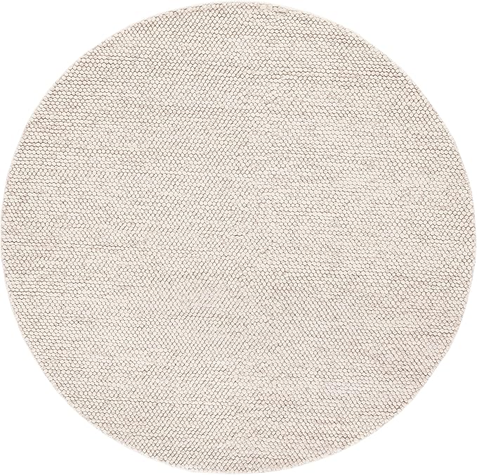 SAFAVIEH Natura Collection Area Rug - 4' Round, Beige & Ivory, Handmade Wool Blend, Textured Design, Ideal for Living Room, Bedroom, Dining Space (NAT425B)