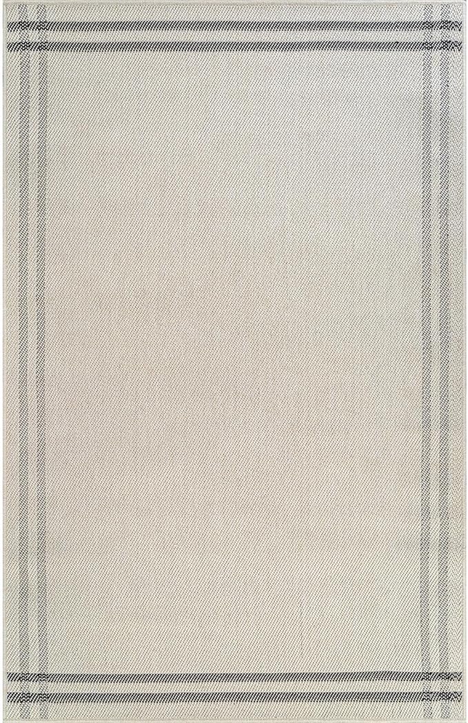 Easy Jute Rugs 6x9 Bordered Bone Color Living Room Indoor Outdoor Area Rug for Patio and Kitchen Rug High Traffic Washable Easy to Clean Solid Boho Woven Design Outside Carpet (6 x 9)
