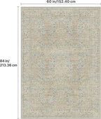 GENIMO 5x7 Area Rug for Living Room, Washable Vintage Floral Low-Pile Non-Slip Carpet for Bedroom Dining Room, Stain Resistant Botanical Accent Rug (Beige)