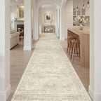 Hallway Runner Rug 3x18 - Kitchen Rugs 18ft Washable Entryway Rug Vintage Kitchen Runners Non Slip Farmhouse Indoor Carpet Runner for Living Room Bedroom, Beige