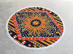 Round Beach Tapestry Turquoise Mandala Throw/Boho Hippie Beach Blanket Roundie/Indian Cotton Bohemian Large Round Table Cloth-Home Decor/Yoga Mat Meditation Picnic Rug (42", Yellow)