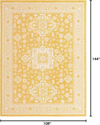 Rugs.com Outdoor Aztec Collection Rug – 9' x 12' Yellow Flatweave Rug Perfect for Living Rooms, Large Dining Rooms, Open Floorplans