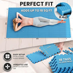 bemaxx Gym Mats Set - 18 pcs EVA Interlocking Foam Floor Tiles (12.6"x12.6"x0.4") 18sqft Protective Gym Flooring Sports Home Workout Exercise Mats Puzzle Garage Fitness Play-Room Pool Treadmill Bike