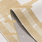 Vasofe Checkered Jute Rugs, 6x9 Large Washable Outdoor Patio Rug, Living Room Bedroom Dining Room Indoor Carpet, Non Slip Modern Farmhouse Neutral Geometric Porch Classroom Mat, Khaki and White