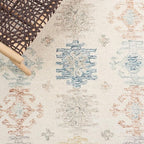 SAFAVIEH Micro-Loop Collection Area Rug - 5' x 8', Ivory & Blue, Handmade Boho Rustic Wool, Ideal for High Traffic Areas in Living Room, Bedroom (MLP476M)