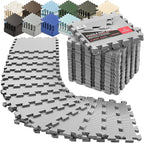 bemaxx Gym Mats Set - 18 pcs EVA Interlocking Foam Floor Tiles (12.6"x12.6"x0.4") 18sqft Protective Gym Flooring Sports Home Workout Exercise Mats Puzzle Garage Fitness Play-Room Pool Treadmill Bike