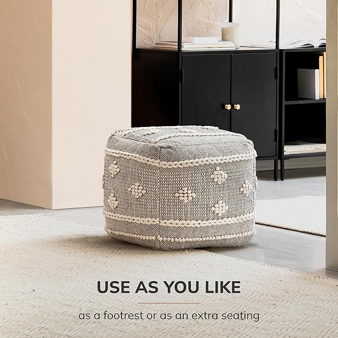 Anji Mountain Pouf Ottoman Foot Rest, Handmade Ottoman Pouf, Comfortable Foot Stool, Decorative Floor Seating for Living Room Decor, Bedroom & Home Décor Accent - Sidney Street