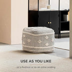 Anji Mountain Pouf Ottoman Foot Rest, Handmade Ottoman Pouf, Comfortable Foot Stool, Decorative Floor Seating for Living Room Decor, Bedroom & Home Décor Accent - Flint Weave