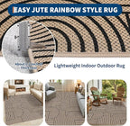 GarveeHome Rainbow Easy Jute Rug 8x10 Abstract Washable Non Slip Living Room Ultra-Thin Bedroom Rug, Non Skid Backing Non Shedding Accent Carpet for Dining Room Office