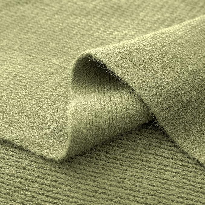 Vonty Olive Green Knitted Blanket with Tassels Fringe 50" x 60", Super Soft Knit Throw Blanket, Farmhouse Decorative Lightweight Blanket for Couch, Sofa, Bed
