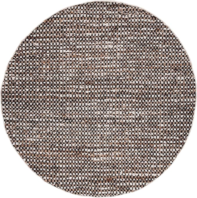 SAFAVIEH Natura Collection Area Rug - 6' Round, Black & Ivory, Handmade Flat Weave Wool & Jute, Ideal for High Traffic Areas in Living Room, Bedroom (NAT349Z)
