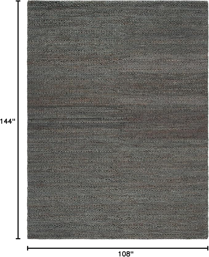 SAFAVIEH Natural Fiber Collection Area Rug - 9' x 12', Charcoal, Handmade Jute, Braided Woven Design, Ideal for Living Room, Bedroom (NF212C)