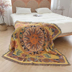 Hopstar Sun Throw Blanket Boho Hippie Tapestry Room Decor Western Blankets and Throws Soft Cozy Couch Cover for Loveseat Sofa Living Room Chair Travel 51"x63" (Yellow/Floral)