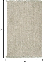 SAFAVIEH Natural Fiber Collection Accent Rug - 2' x 3', Green & Natural, Handmade Woven Fringe Jute, Ideal for High Traffic Areas in Entryway, Living Room, Bedroom (NF826Y)