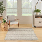 Nourison Home Positano Grey Ivory 7' x 10' Area Rug - Easy Clean, Non Shedding, Bed Room, Living Room, Dining Room, Kitchen (7' x 10')