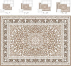 Lessymo 8 x 10 Area Rugs for Living Room, Machine Washable Area Rugs Boho Faux Wool Low Pile Area Rug for Bedroom, Floral Medallion Vintage Rugs with Non-Slip Rubber, Kid & Pet Friendly,Brown White