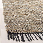 SAFAVIEH Vintage Leather Collection Area Rug - 6' x 9', Beige, Handmade Boho Fringe Leather & Jute, Ideal for High Traffic Areas in Living Room, Bedroom (VTL203B)